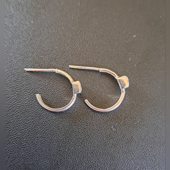 Sterling Silver CZ Hoop Earrings - Picture 3 of 8